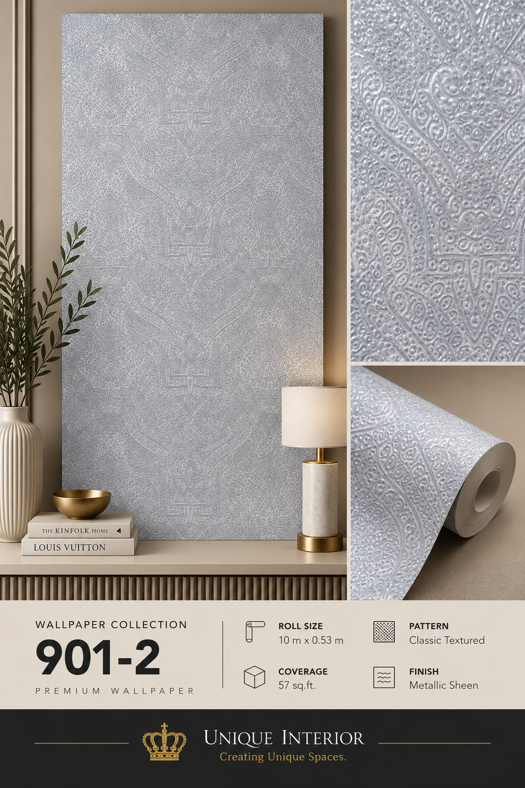 Silver Paisley Emboss