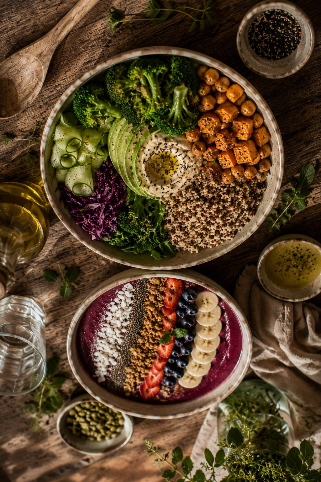 Colourful nourishing vegan bowl