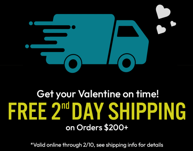 Free 2nd day shipping on orders $200+ through 2/10