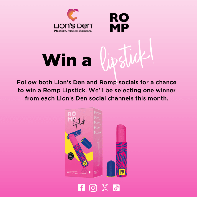 We're giving away a ROMP Lipstick prize pack to FOUR lucky winners from our social channels!