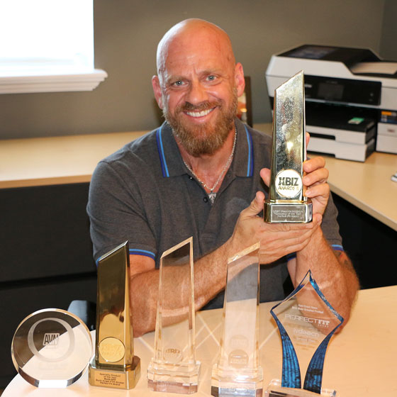 Perfect Fit Brand CEO Steve Callow with XBIZ 2018 "LGBT Pleasure Products Company of the Year" Award Perfect Fit Brand CEO Steve Callow with XBIZ 2018 "LGBT Pleasure Products Company of the Year" Award