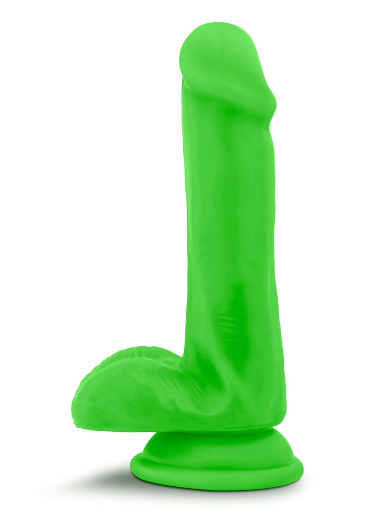 Neo Elite - 6" Silicone Dual Density Dildo with Balls - Neon Green