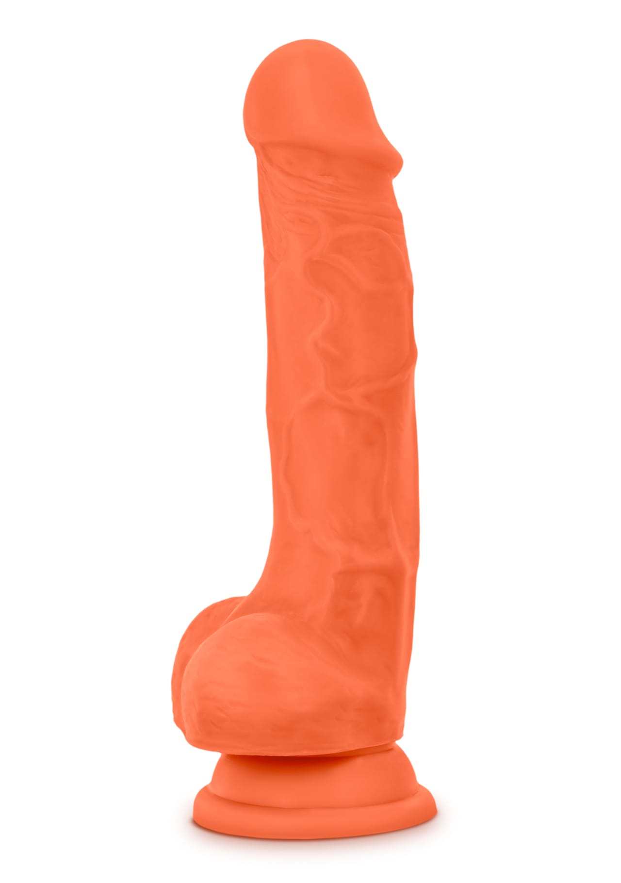 Neo Elite - 7.5" Silicone Dual Density Dildo with Balls - Neon Orange