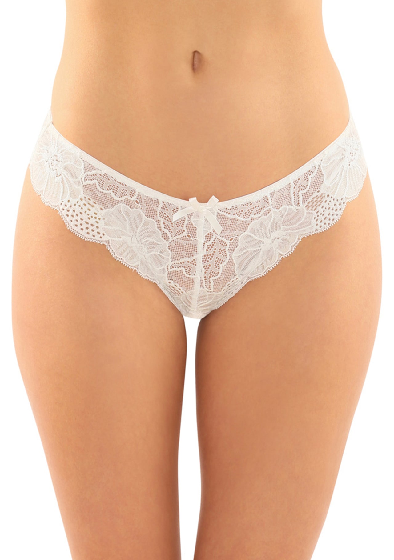 Poppy Crotchless Panty - White - Large/X-Large