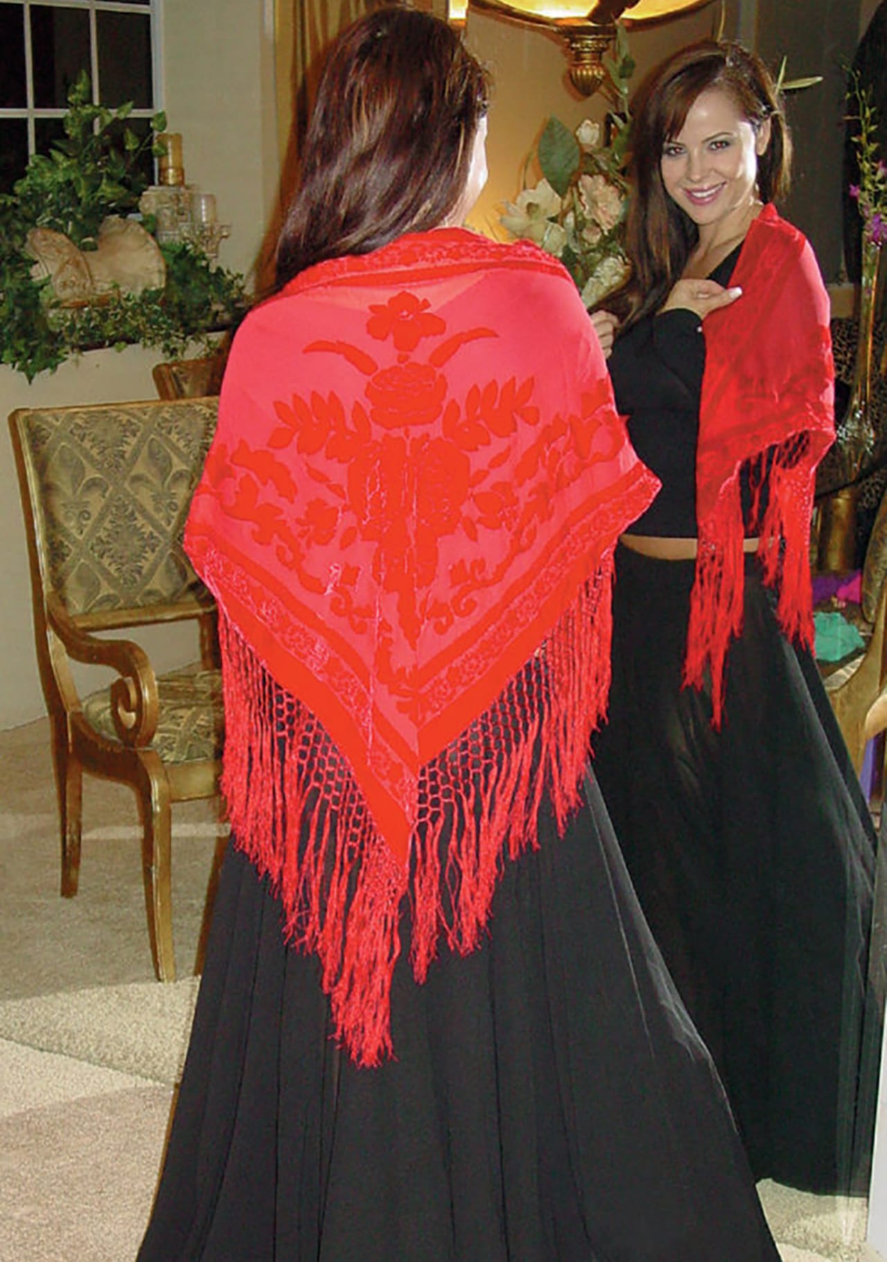 Velvet Triangle Scarf - Red