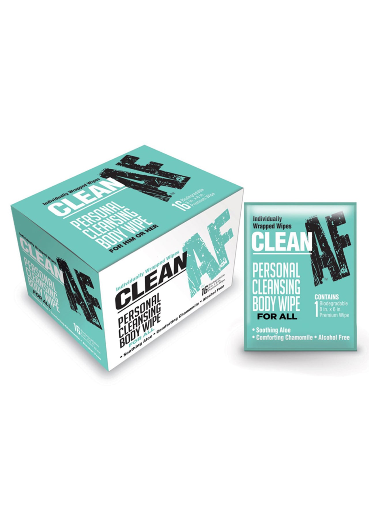 Clean AF Personal Cleansing Body Wipes - 16 Count