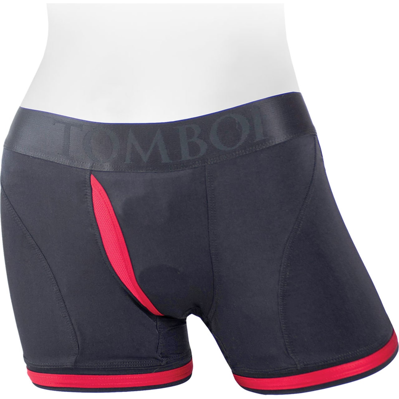 Tomboii Boxer Brief Harness - Black/Red XS
