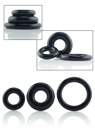 RingO 3-pack Stretchy Black Cock Rings