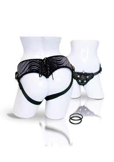 Vibrating Corsette Strap-On Harness