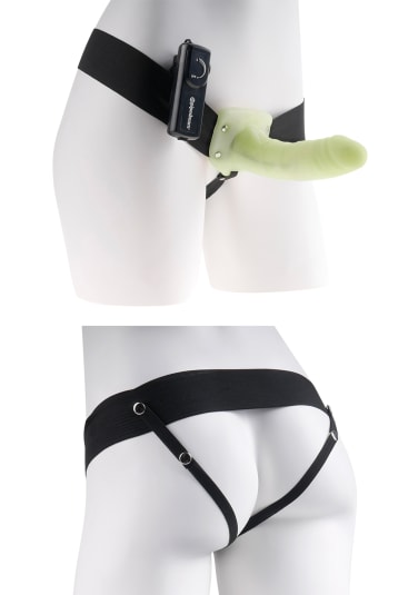 Fetish Fantasy Series Vibrating Hollow Strap-On - Glow in the Dark