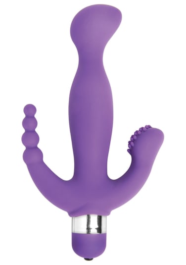 Vogue Amethyst Silicone Triple Stimulation Tool - 8"