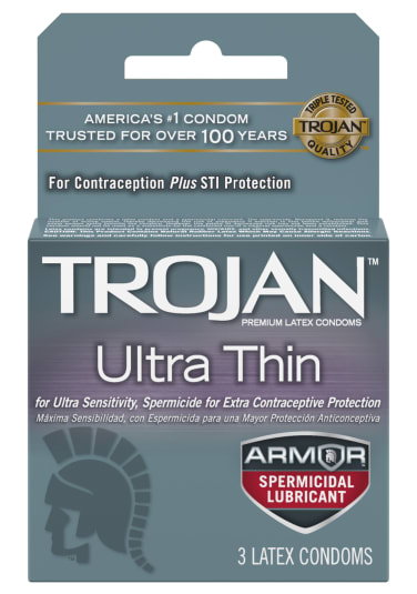 Trojan Ultra Thin Armor Spermicidial Condoms - 3 Pack