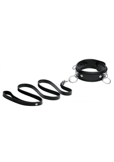 Mistress Isabella Sinclaire 3 Ring Leather Collar with Leash