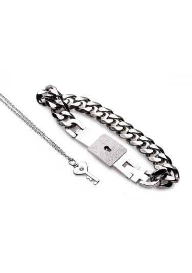 Chained Locking Bracelet with Key Necklace