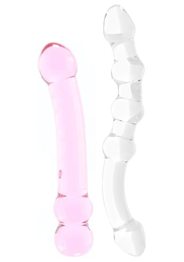 2Pc Double Pleasure Glass Dildo Set