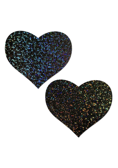 Black Glitter Heart Nipple Pasties