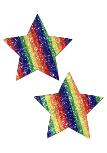 Glittering Double Rainbow Star Nipple Pasties