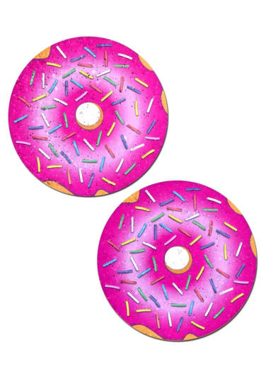 Donut with Pink Icing and Rainbow Sprinkles Nipple Pasties