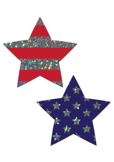Glittering Stars and Stripes Patriotic Star Nipple Pasties