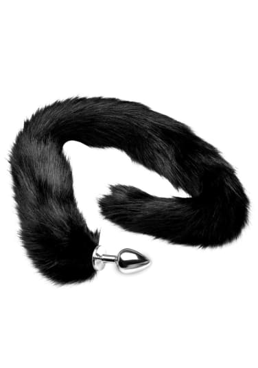 Tailz Extra Long Midnight Mink Tail Metal Anal Plug