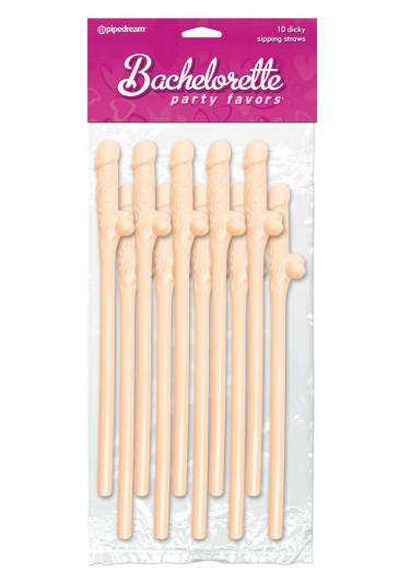 Bachelorette Party Favors Dicky Sipping Straws Flesh 10pc.