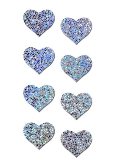 Pastease Mini Glitter Hearts - Silver Pack of 8