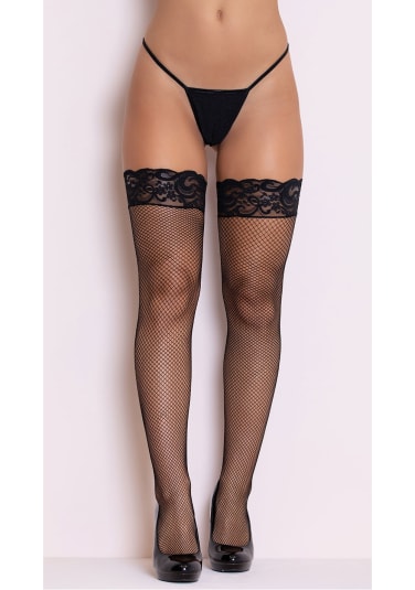 Stay Up Fishnet Thigh Highs with Back Seam