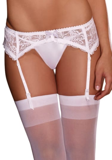 Stretch Lace Garter Belt with Scalloped Hem