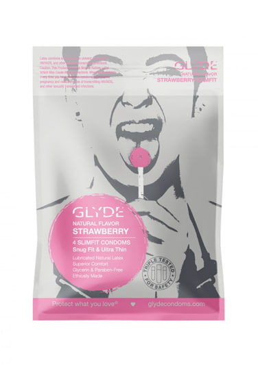 Glyde Slimfit Organic Strawberry Condoms 4 Pack