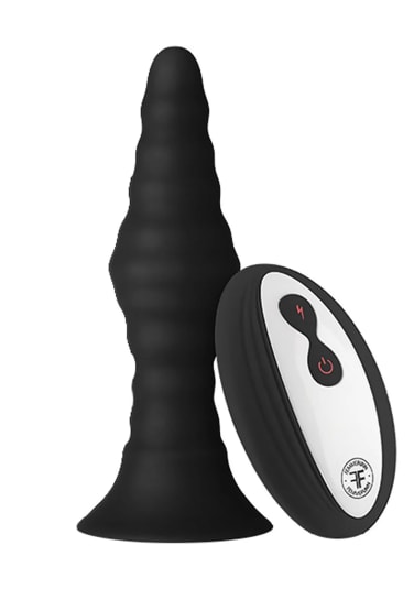 Forto Vibrating Ribbed Butt Plug with Remote