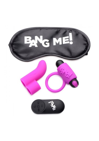 Couple's Kit with RC Bullet, Blindfold, Cock Ring & Finger Vibe