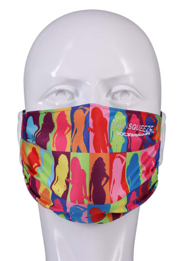 DJ Reversible and Adjustable Face Mask - Main Squeeze Pattern with Black Ear Loops