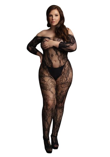 Le Desir Lace Sleeved Bodystocking - Queen Size