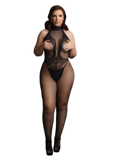 Le Desir Fishnet and Lace Bodystocking - Queen Size