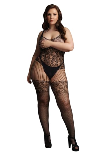Le Desir Lace and Fishnet Bodystocking - Queen Size