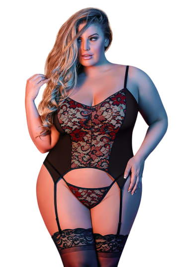 Sexy Time Merry Widow Teddy and G-String Set - Queen Size