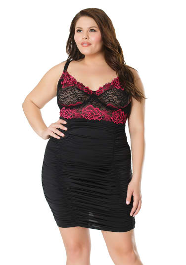 Scallop Stretch Lace Chemise - Plus Size