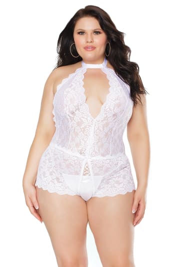Crotchless Lace Teddy - Queen Size