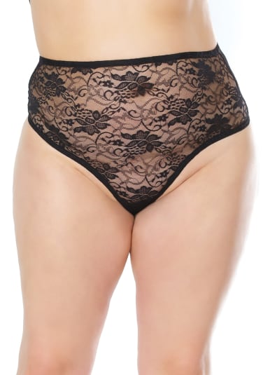 High Waisted Lace Thong - Queen Size