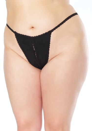 Stretch Knit Crotchless Panty - Queen Size