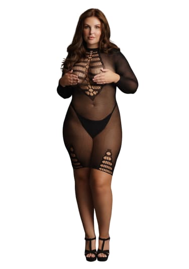 Le Desir Long Sleeve Fishnet Dress - Queen Size