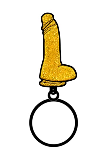 Gold Glitter Dildo Keychain