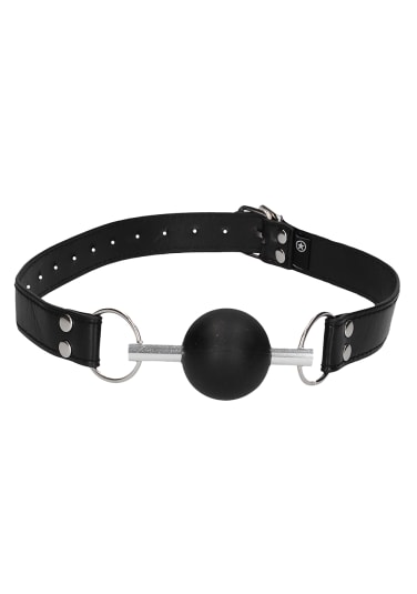 Ouch!  Solid Ball Gag with Bonded Leather Straps