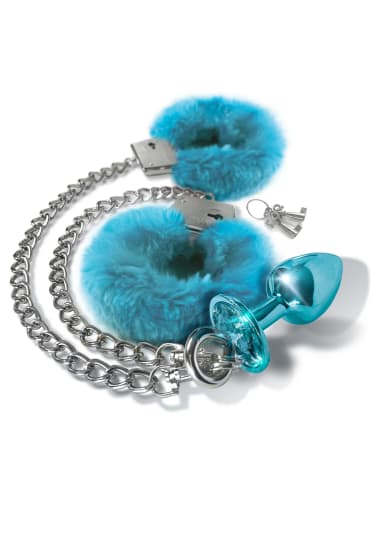 Nixie Metal Butt Plug and Furry Handcuff Set