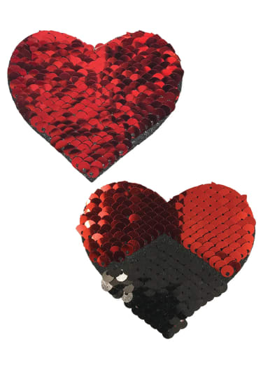Red and Black Sequin Heart Nipple Pasties