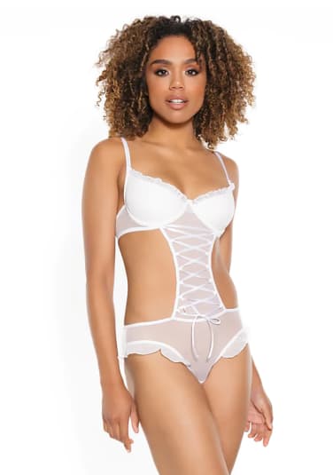 Front Lace Crotchless Teddy