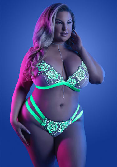 Night Vision Bralette and Cage Panty - Plus Size