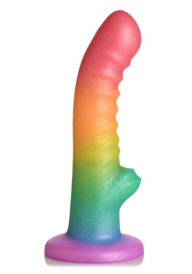 Simply Sweet Ribbed Rainbow Dildo