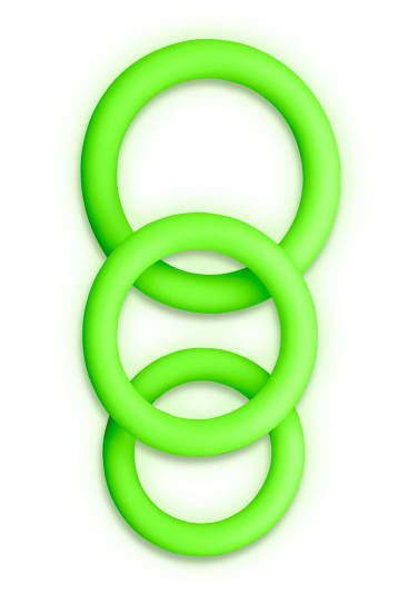 Ouch! Glow in the Dark 3-Piece Cock Ring Set