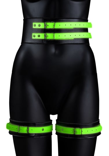 Ouch! Glow in the Dark Thigh Cuffs, Hand Cuffs and Belt